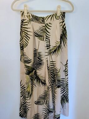H&M Linen Blend Palm Leaf Wide Leg Pants